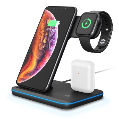 15W Fast Qi Wireless Charger Stand For iPhone 11 XS XR X 8 Samsung S10 S9 10W 3 in 1 Charging Dock for Apple Watch 5 4 3 Airpods